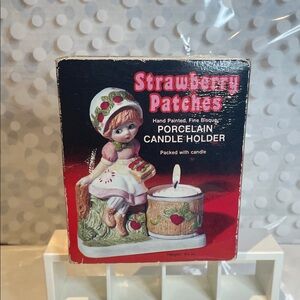 Vintage Porcelain Strawberry 🍓👧Patches Girl Candle Holder